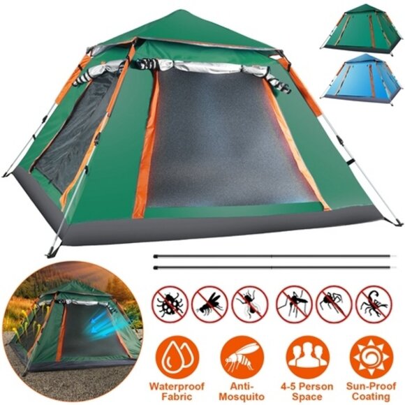 4-5 Person Camping Tent Outdoor Foldable Waterproof Tent with 2 Mosquito Net - Picture 7 of 8